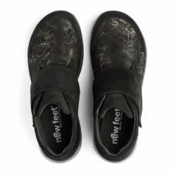 New Feet Boot 1 Velcro Leather/Textil Stretch Black Women