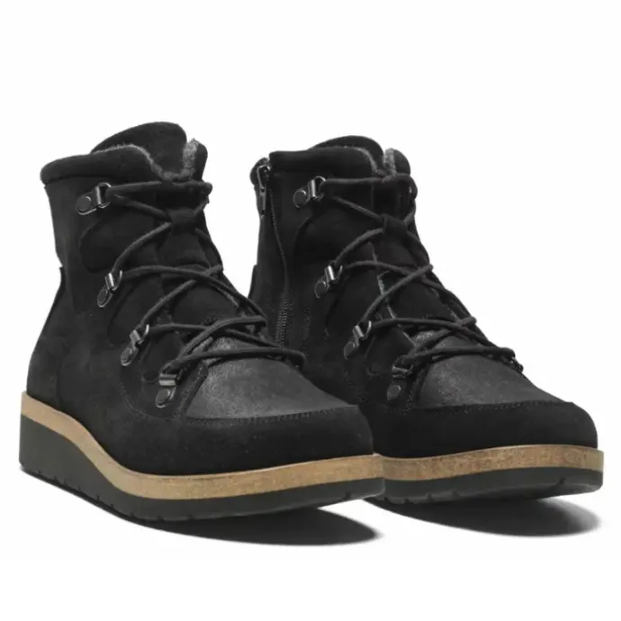 New Feet Boot Zipper/Lace Suede Black Women