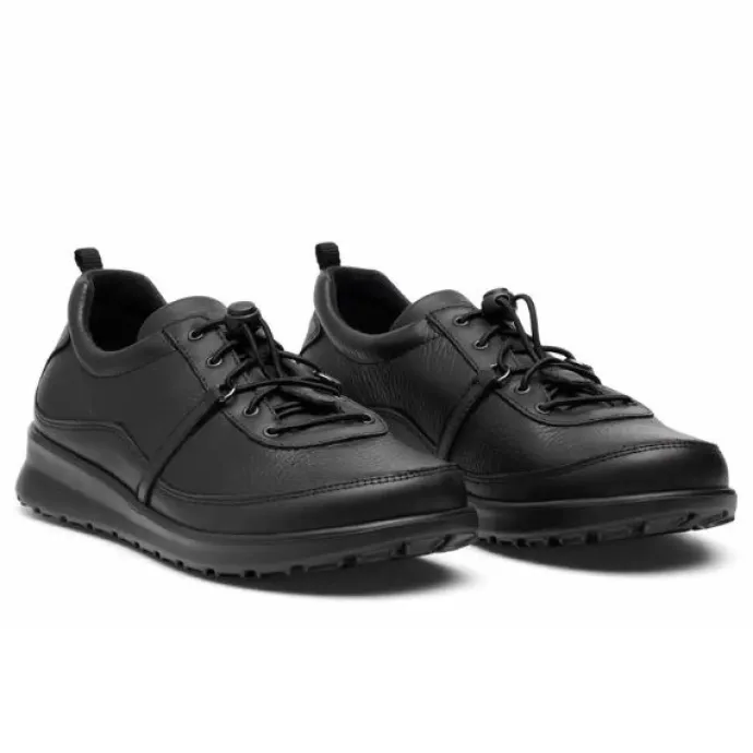 New Feet Leather Elastic Lace Black Women