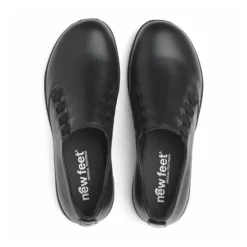 New Feet Loafer Elastic Plain Leather Black Women