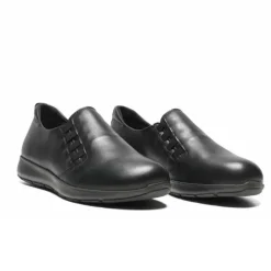 New Feet Loafer Elastic Plain Leather Black Women
