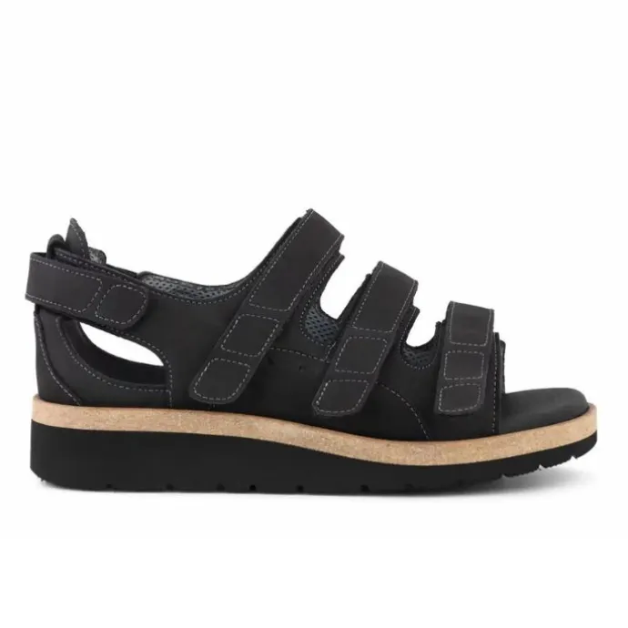 New Feet Sandal Loop Heelcap Black Nubuck Women