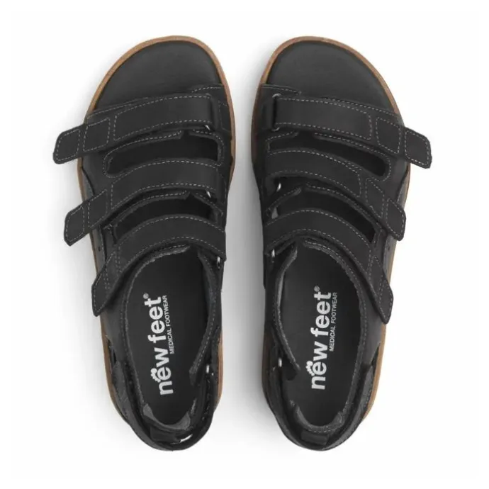 New Feet Sandal Loop Heelcap Black Nubuck Women