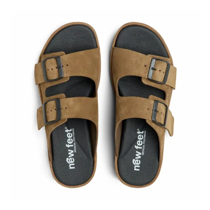 New Feet Slip In Suede Cognac Women