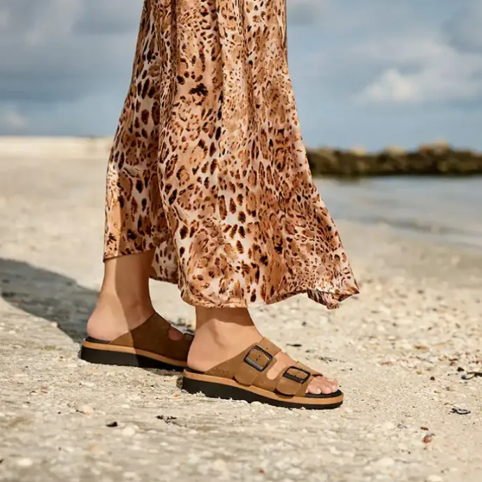 New Feet Slip In Suede Cognac Women