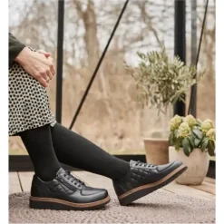 New Feet With Lace & Zipper Black Women
